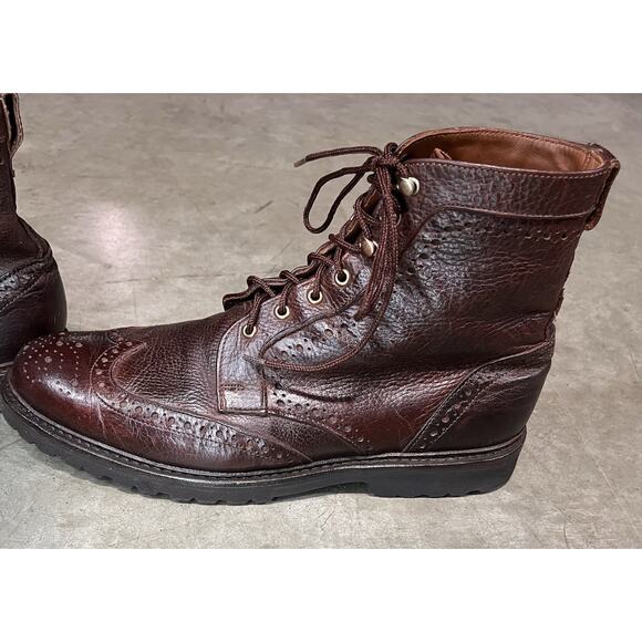 Allen Edmonds Long Branch Boots 6021 Wingtip Brown Leather Brogue Size 13 D - Picture 13 of 14
